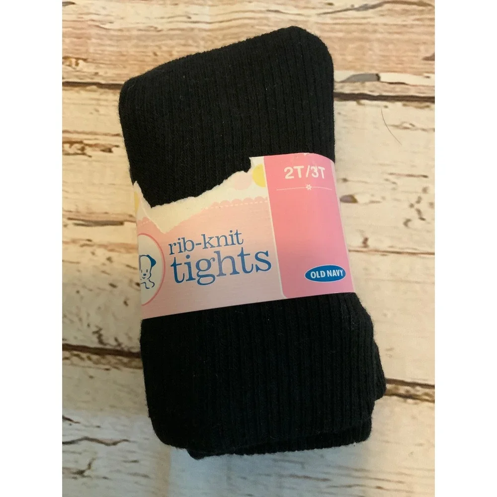 Old Navy Toddler Girls Rib-Knit Tights Black Size 2T/3T Hosiery‎ New